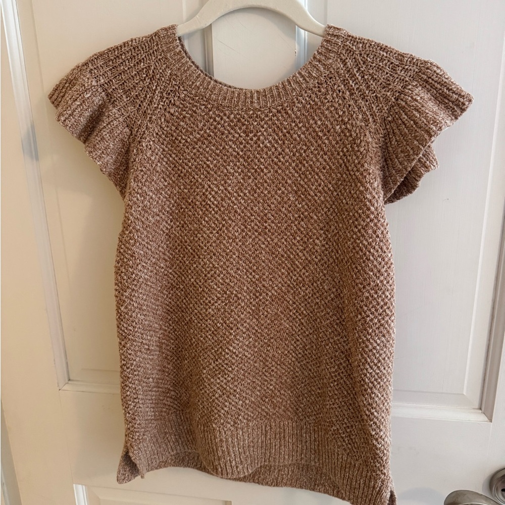 Madewell Flutter Sleeve Sweater Tank in Marled Clay